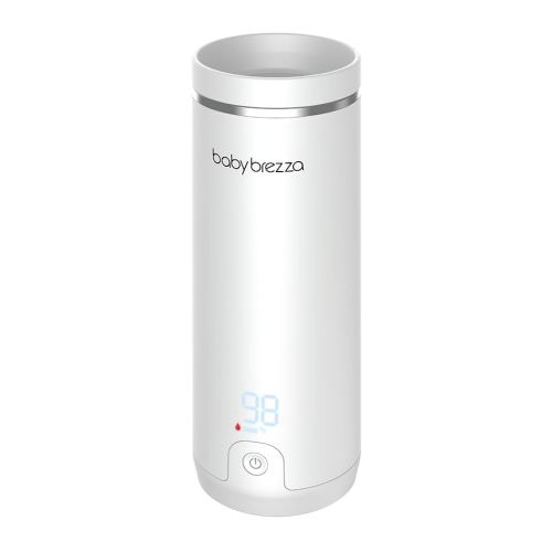Baby Brezza Superfast Portable Baby Bottle Warmer – 67% Faster - Travel Breastmilk Warmer and Formula Warmer - Safe, Even Heating - Up to 9oz - No Adapters, White