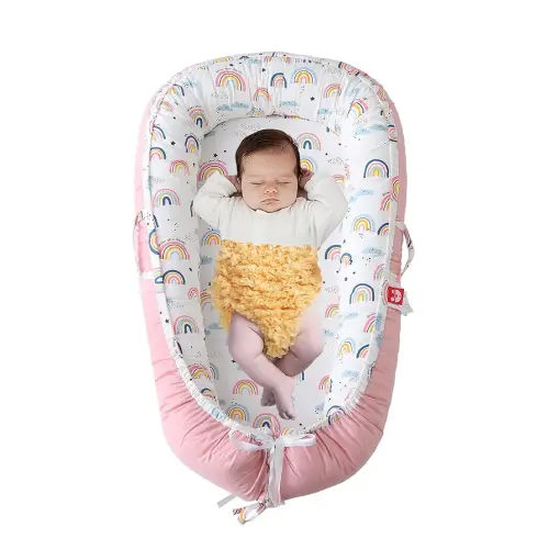Baby Lounger for Newborn 0-24 Months, Infant Cosleeper Bed for Baby Girls, Breathable & Soft Cotton Snuggle Nest Cover, Portable and Lightweight Snuggle Nest for Home and Travel
