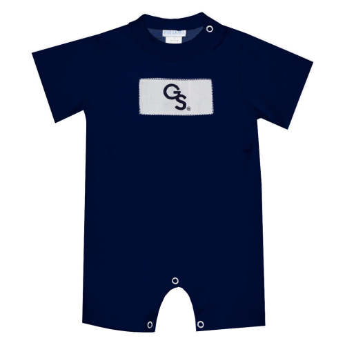 Georgia Southern Eagles Smocked Navy Knit Short Sleeve Boys Romper