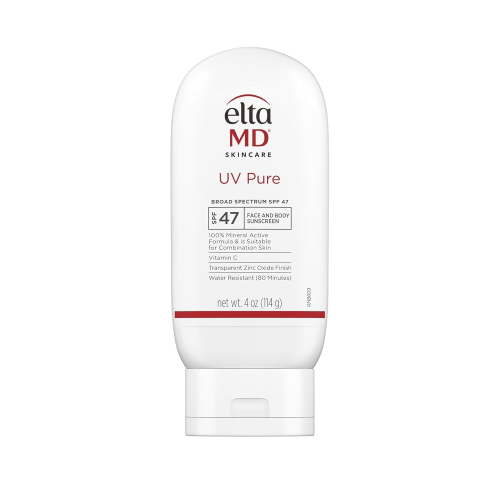 EltaMD UV Pure Face and Body Sunscreen, SPF 47 Mineral Sunscreen for Kids and Adults, Water Resistant Up to 80 Minutes, 4.0 oz Sun Screen Tube