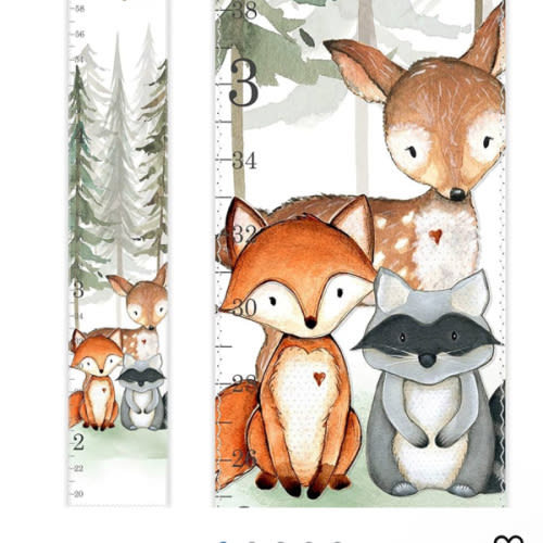 Woodland Animals Growth Chart, Canvas Growth Chart, Gender Neutral Growth Chart, Woodland Decor, Height Chart, Forest Animals Nursery Decor