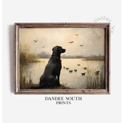 Hunting Dog Wall Art Printable, Mallard Ducks Oil Painting Printable Wall Art, Rustic Print, Nature and Wildlife Digital Art Print, 271