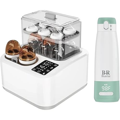Baby Bottle Sanitizer and Dryer 8-in-1 Electric Steamer Portable Bottle Warmer Fast Heating for Breast Milk and Formula