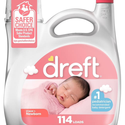Dreft Stage 1 Newborn Baby Laundry Detergent Liquid, HE Compatible, 114 Loads, Laundry Soap for Sensitive Skin, Baby Laundry Detergent, Newborn Essentials