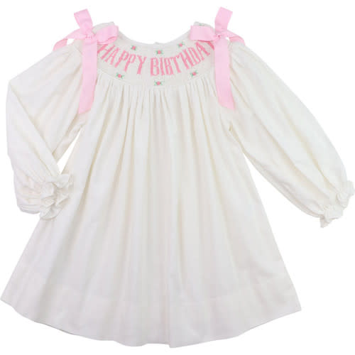 Smocked Happy Birthday Corduroy Dress - Cecil and Lou
