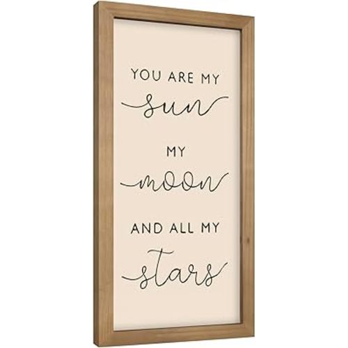 pechpell 11.8×5.9 In Nursery Wall Art, Wooden Sign Baby Room Wall Decor, You are My Sun Moon and Star Rustic Space Themed Kids Girl Boy Teen Room Bedroom Playroom Farmhouse Decorations for Home
