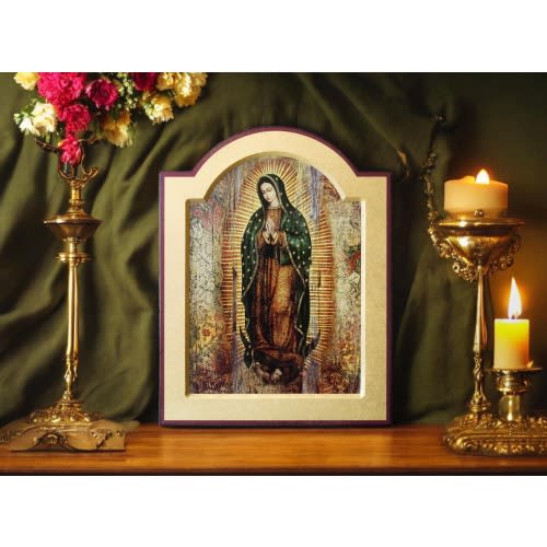Icon LADY OF GUADALUPE Hand made, perfect present, religious picture, beautiful icon, religious icon, Baptism gift, Wedding gift,