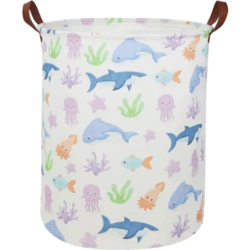 Kids Laundry Hamper,Shark Hamper Collapsible Canvas Waterproof Ocean Storage Bin for Boy, Nursery Hamper,Gift Baskets,toy bins(Ocean)