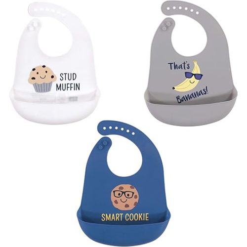 Hudson Baby Unisex Baby Silicone Bibs, Stud Muffin 3-Pack, One Size