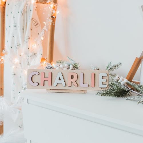 Wooden Name Puzzle, Personalized Birthday Gift, Baby Birthday Decor, Baby Shower Girl Gift, Nursery Decor, First Easter Gift