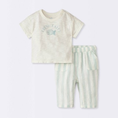 Baby Boys' Fresh Catch T-Shirt & Pants Set - Cloud Island™ Off-White 6-9M