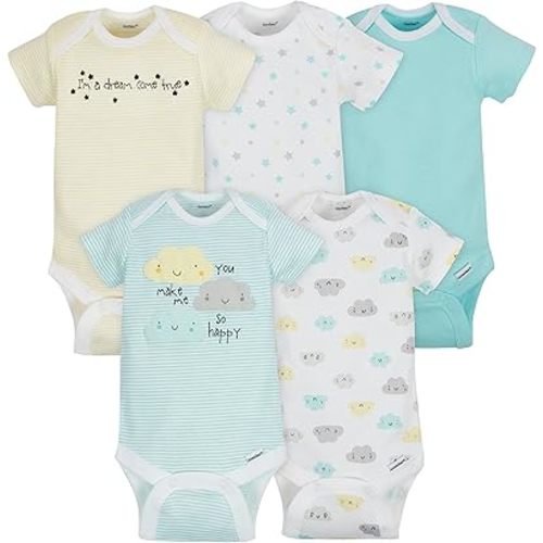 Gerber Baby 5 Pack Onesies, Clouds, NB