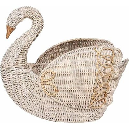 Juliska Provence Rattan Swan Basket - Whitewash