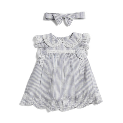 Newborn Girls Striped Embroidered Dress And Headband Set | Girls' Dresses | T.J.Maxx