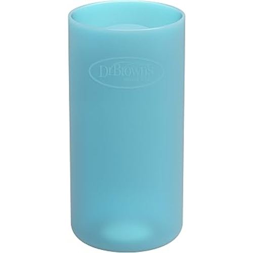 Dr. Brown's Natural Flow Options+ Glass Baby Bottle Sleeves,100% Silicone,8 oz,Narrow,Blue