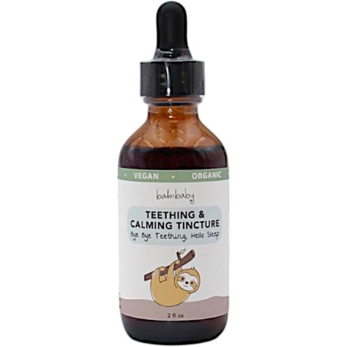 Balm Baby Natural & Organic Baby Teething & Calming Tincture - Calms, Soothes Gums and Discomfort – Vegan - Glass Bottle with Glass Dropper (2oz)