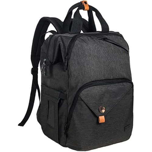 Hap Tim Diaper Bag Backpack,Large Capacity Travel Back Pack Maternity Baby Nappy Changing Bags, Double Compartments with Stroller Straps,Waterproof,Black (Dark Gray)