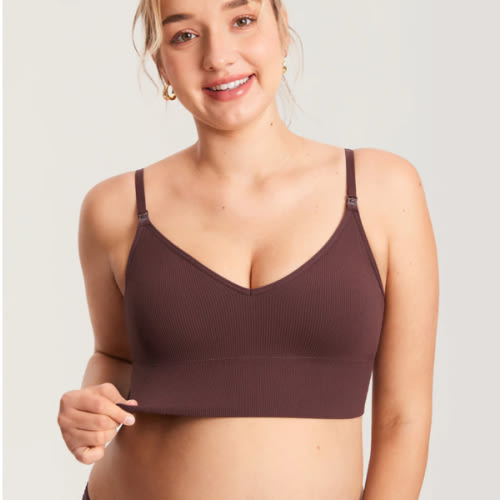 Ribbed V Neck Nursing Bralette