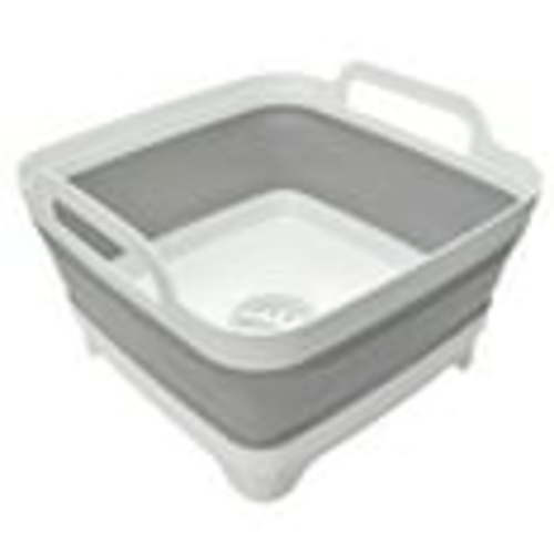 Collapsible Wash Basin 9L, Foldable Dish Tub with Drain Plug, Portable Collapsible Dish Basin, Camping Sink for Washing Dishes, Laundry & Kitchen Use,Gray