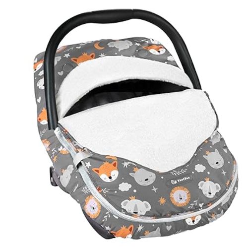 Yoofoss Baby Car Seat Cover Winter Carseat Canopies Cover to Protect Baby from Cold Wind, Super Warm Plush Fleece Baby Carrier Cover for Infant Boys Girls Fox