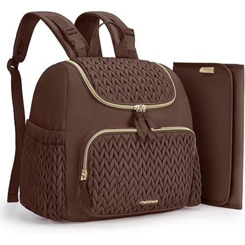 mommore Diaper Bag Small Diaper Backpack Stylish Baby Backpacks Travel Mini Maternity Bags with Insulated Pockets, Changing Pad, Stroller Straps