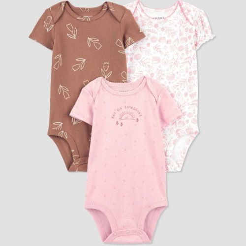 Carter's Just One You® Baby Girls' 3pk Bodysuit, Color: Brown/Pink, Size: 6M