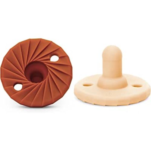 Doddle & Co. Tokyo Pop Pacifier, Natural Shape, 100% Silicone (0-3 Months, Spice/Smash Cake)
