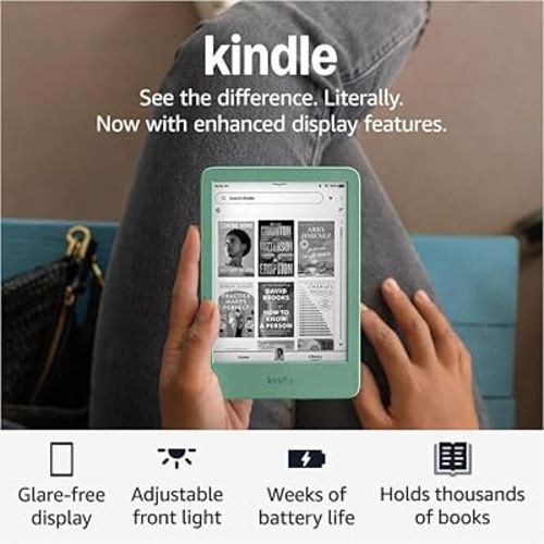 Amazon Kindle (16 GB) - Lightest and most compact Kindle, now with faster page turns, and higher contrast ratio, for an enhanced reading experience - Without Lockscreen Ads - Matcha