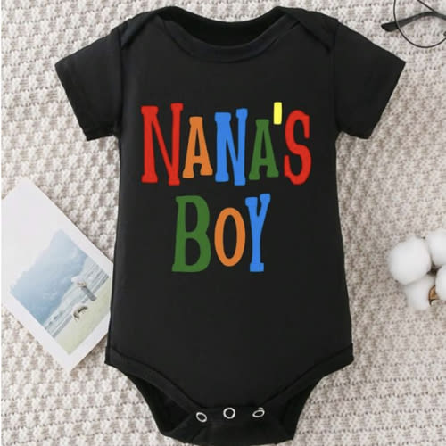 Baby Girl Clothes Black Baby With Colorful "NANA'S BOY" Letters Design
