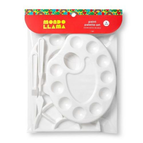5pc Paint Palette Set - Mondo Llama™: Art Spatulas & Plastic Paint Tray Holder for Arts and Crafts