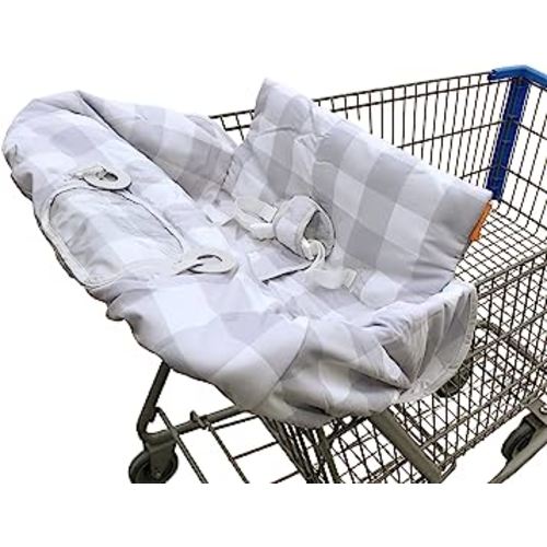 2-in-1 Cushy Cart Cover and High Chair Cover | Universal Fit | Includes Storage Pouch (Buffalo Check)