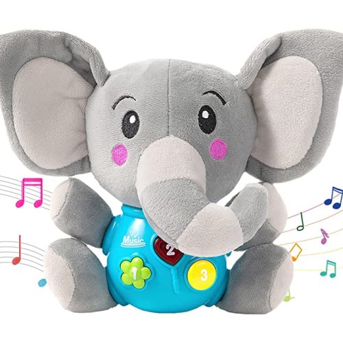 LITTLESMET Plush Elephant Baby Musical Toys 6 to 12 Months,Stuffed Animals Musical Toy for 3-6 Months Newborn Inanfant Babies,Baby Einstein Musical Elephant Gift Toys for Toddlers Boys Girls