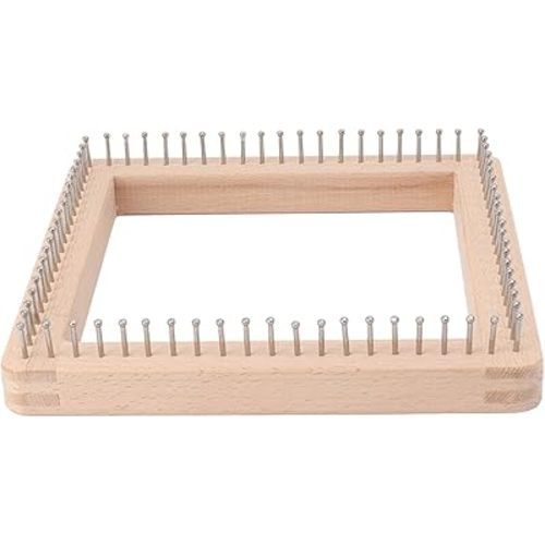 Asixxsix Wooden Peg Board, DIY Craft Knitting Board Wooden Knitting Loom Board Stainless Steel Hooks Set Knitting Loom Accessories for Scarves, Sweaters, Shawls, Hats, Headbands