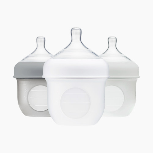 Boon Nursh Silicone Pouch Bottles, 3-Pack - Gray, 4oz