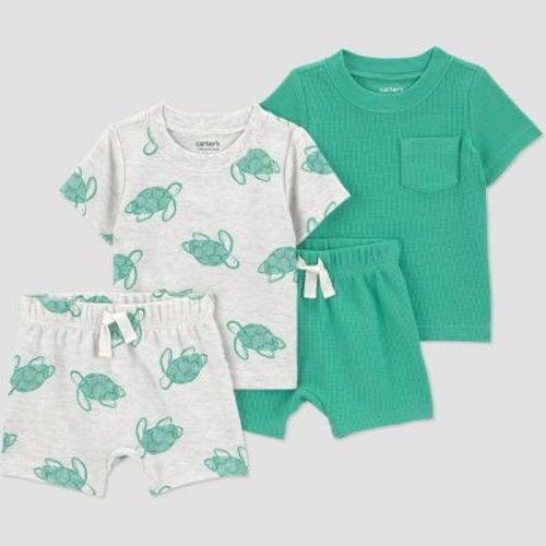 Carter's Just One You® Baby Boys' 4pc Turtle T-Shirt and Shorts Set - Green 6M