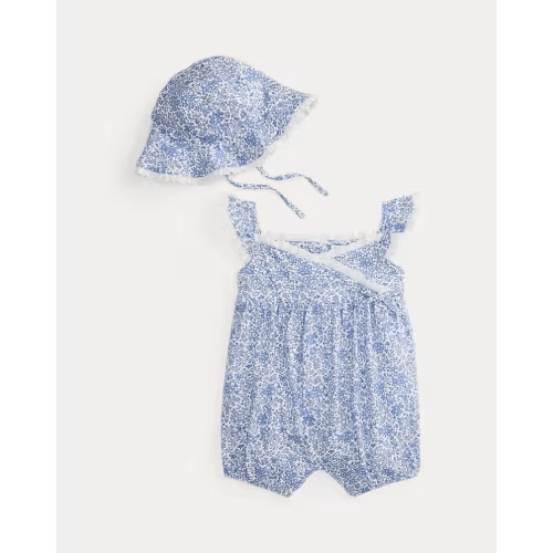 Floral Cotton Jersey Shortall & Hat Set: Ralph Lauren