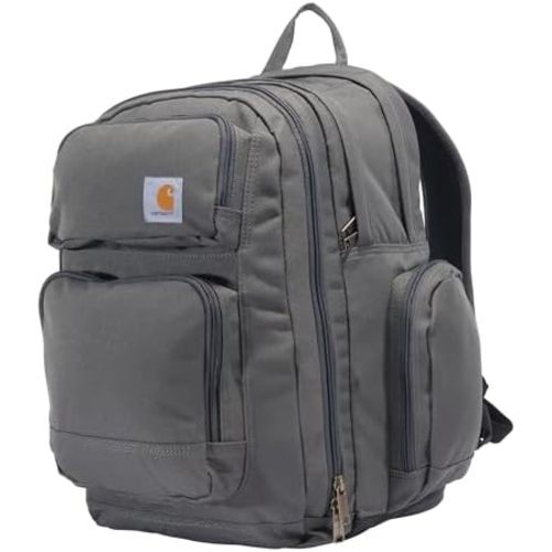 Carhartt 35L Triple-Compartment Backpack, Durable Pack with Laptop Sleeve and Duravax Abrasion Resistant Base, Gravel