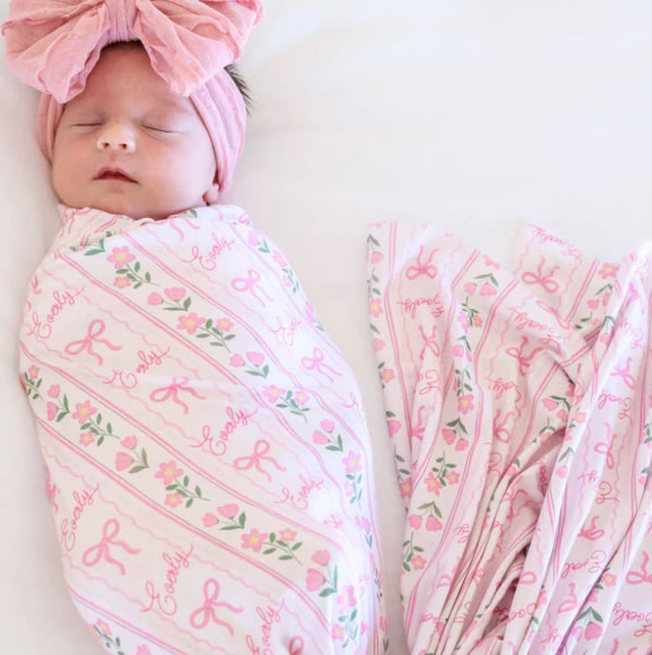 Personalized Swaddle Blanket | Coquette Garden