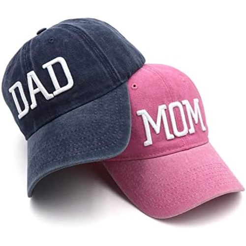 Mom and Dad Hats Fathers Day Mom Dad Gifts Hat Embroidered Adjustable Baseball Caps New Parents Gifts for Couples