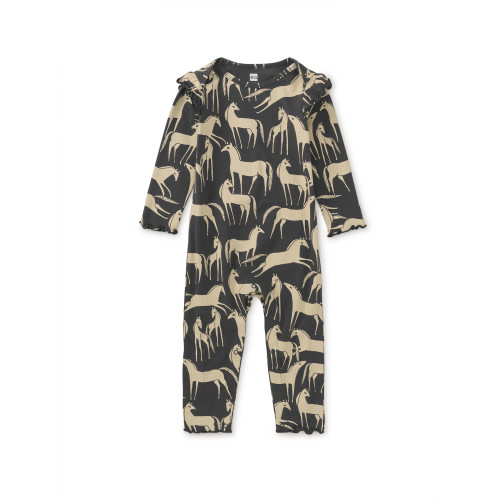 Little Girl Ruffle Shoulder Baby Romper Onepiece |Tea Collection