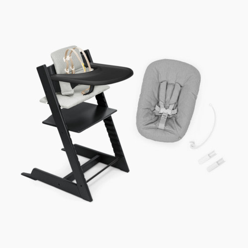 Stokke Tripp Trapp High Chair Complete² + Newborn Set - Black/Nordic Cushion/Black Tray/Anthracite Newborn Set