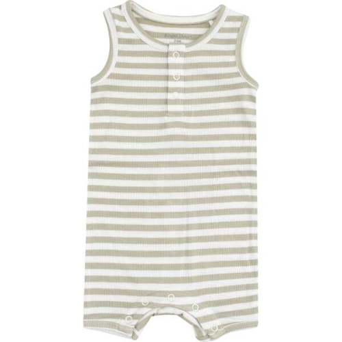 Sleeveless Shortie Romper, Stripe Sage - Angel Dear | Maisonette