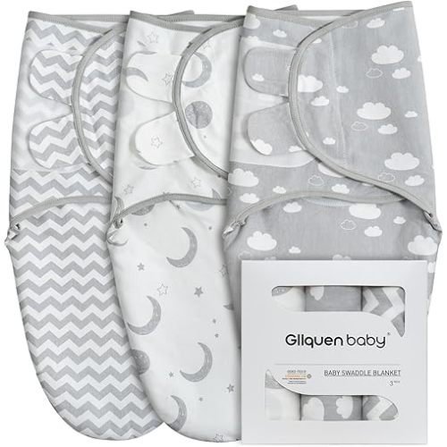 GLLQUEN BABY Swaddle Wrap Blankets, Baby Swaddles Blanket 0-3 Months, Baby Swaddle Sack, Moon & Clouds, Baby Swaddle Blanket Wrap (Small/Medium)