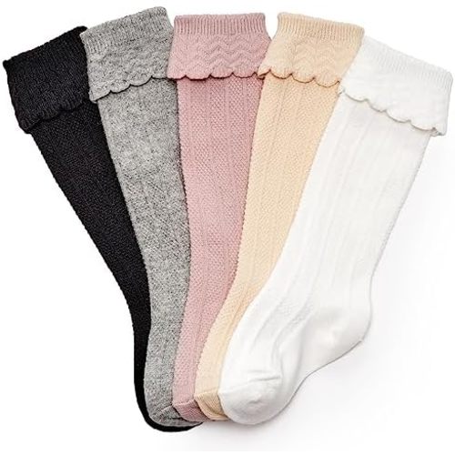 CozyWay Knee High Socks Newborn Infants Toddlers Girls Tube Ruffled Uniform Long Stockings
