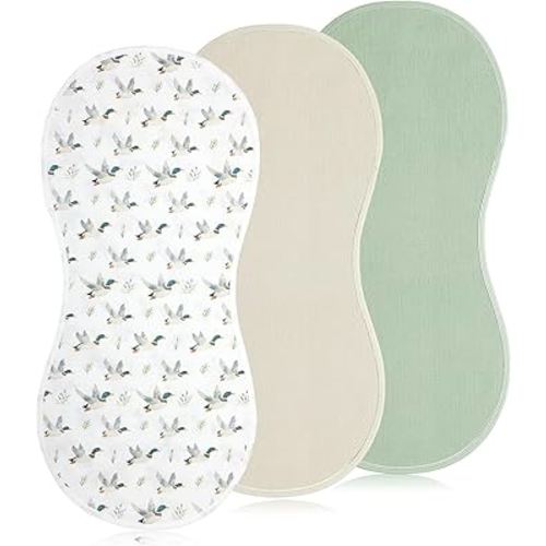 3 Pcs Changing Pad Liners Fits in Peanut Shape Changing Pad Waterproof Diaper Mats Organic Cotton Peanut Mats are Warm on a Baby's Back, Washable Reusable (Mallard Duck,Flaxen)