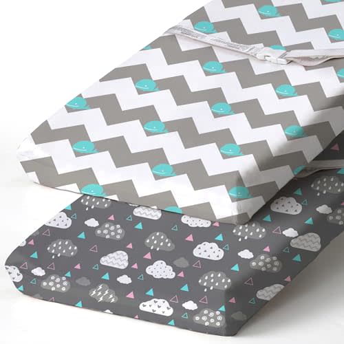 BROLEX Changing Pad Covers for Baby: Boy Girls Ultra Stretchy Soft 2 Pack Whale Cloud