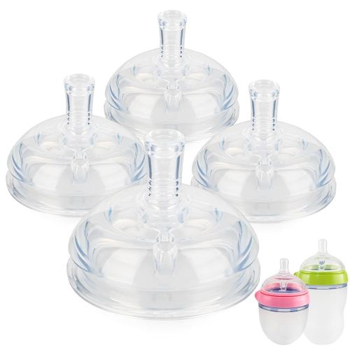 Sippy Straw Cup Nipples for Comotomo Baby Bottles,Food Grade Silicone Straw Top,Variable Flow Soft Nipple,6m+,4-Count