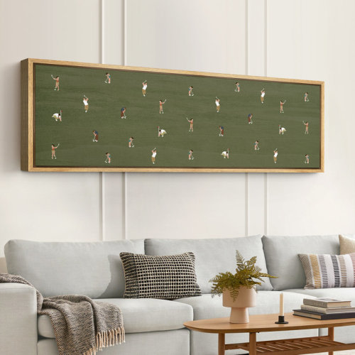 IDEA4WALL Whimsical Golfers on Green Large Framed Canvas Print Wall Art, Playful Mid-Century Decor & Reviews | Wayfair