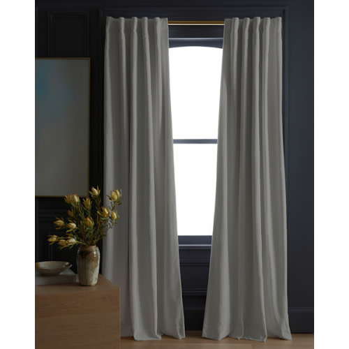 Cotton Velvet True Blackout Curtain in Ivory