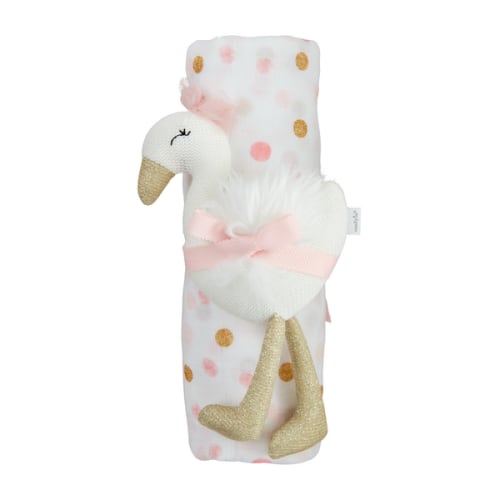 Swan Swaddle And Rattle Set | Mud Pie